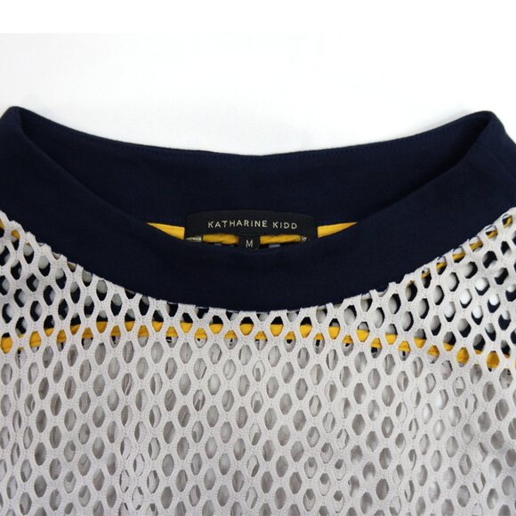 Katharine Kidd Gray Navy Fish Net Mesh Long Sleeve Athletic Athleisure Top Sz M - Picture 6 of 8